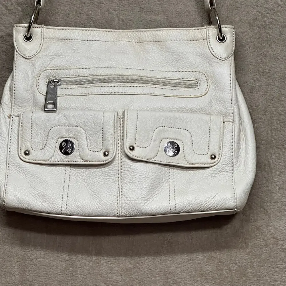 Stone Mountain White Leather Shoulder Bag Y2K Boho Purse - Picture 2 of 14